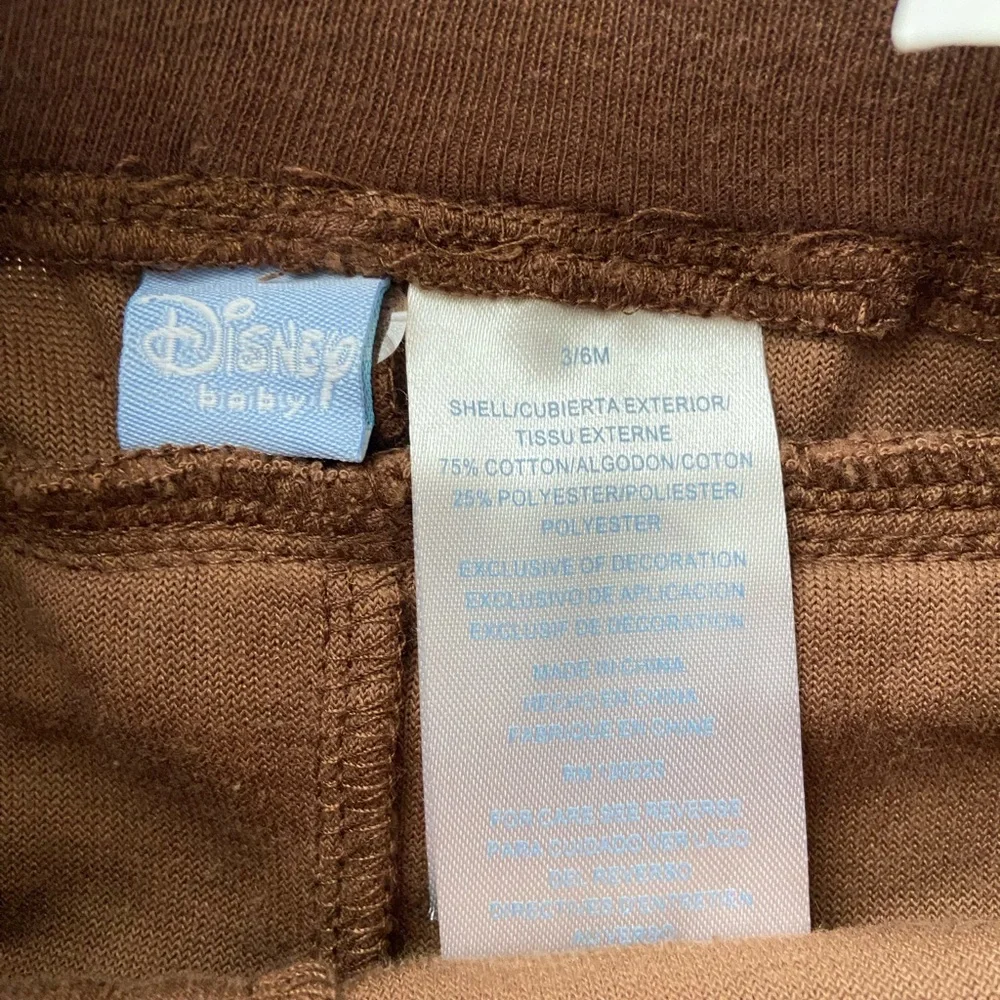 NEW Disney baby‎ girl’s brown soft fuzzy elastic waist pants bow 3-6 months
